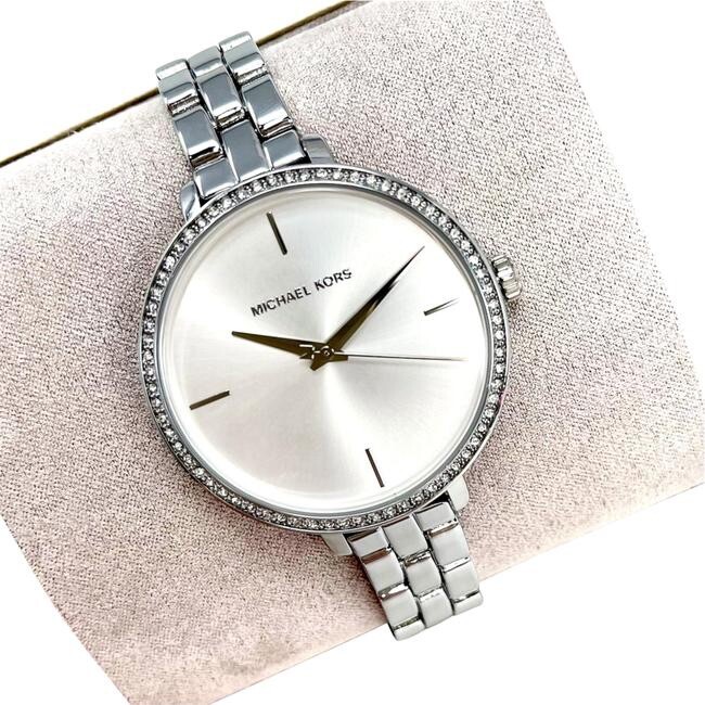 NEW AUTHENTIC MICHAEL KORS CHARLEY SILVER CRYSTALS WOMEN'S