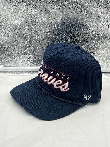 Atlanta Braves MLB '47 Marca Azul Pana Enganche Cuerda Ajustable Snapback Sombrero - Imagen 2 de 5
