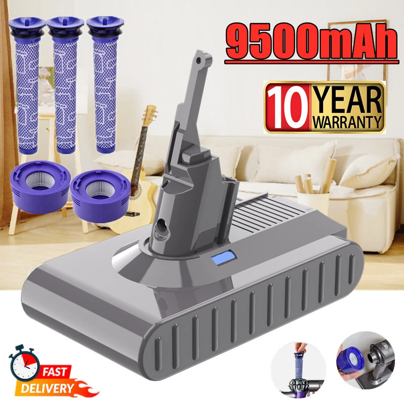 9500mAh Battery For Dyson V8 SV10 Absolute V8 Animal 967834-05 / Pre&Post Filter