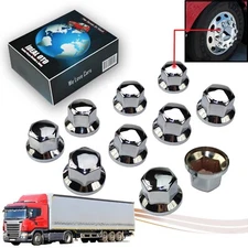 10 Pieces Chrome Lug Nut Covers (33 mm) For Truck Trailers