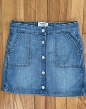 Old Navy Girl's Button Front Denim Jean Skirt  Size L 10-12 Adjustable waist