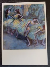 postcard art Degas Ballet Dancers in the wings painting unposted
