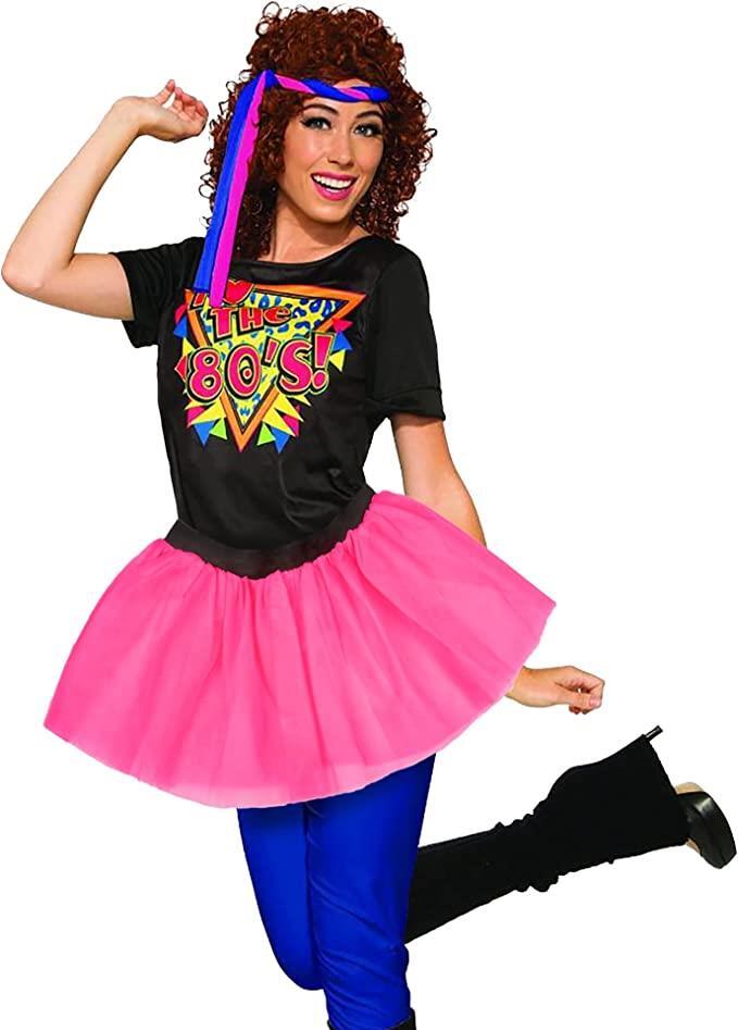 Rosa Neón Falda Tutú Mujer Enaguas 80S Disfraz de Despedida Soltera Festival