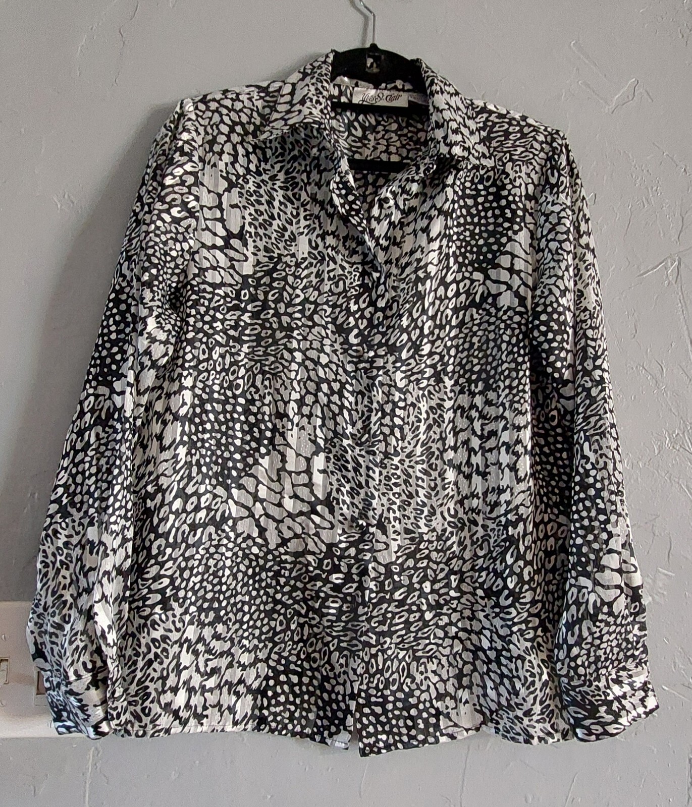 SAINT LAURENT blusa vintage yves st clair top manica lunga donna 8 poliestere 17 5 pollici di A