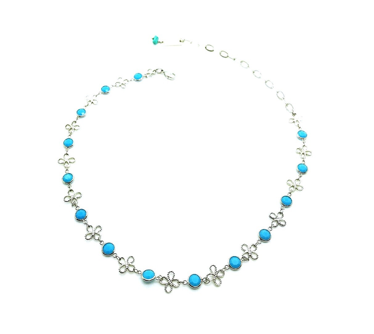 Silver Clover & Turquoise Swarovski Necklace by Mariana for Women-image