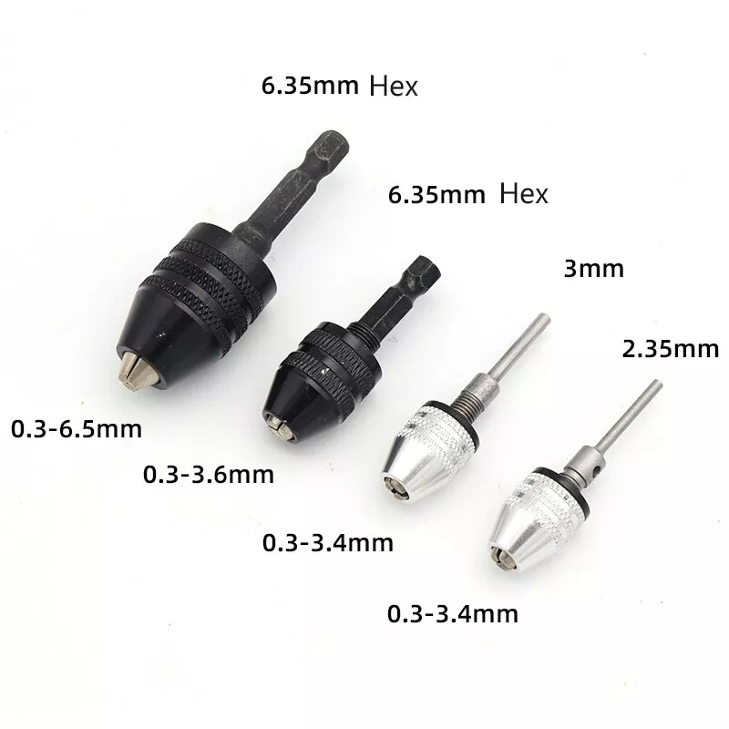 Keyless Drill Bit Chuck Hex Round Shank For Dremel Accessories Adapter Converter