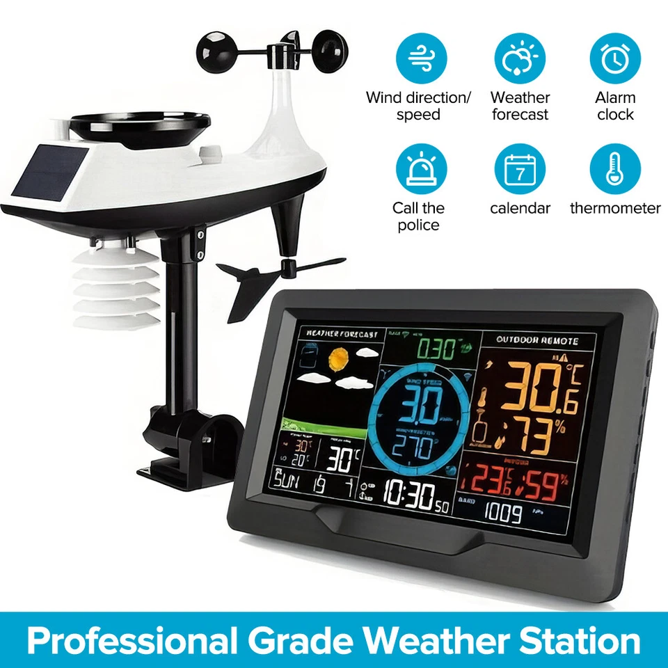 Professional Weather Station 8.1in Color Display Indoor Outdoor Weather Forecast - image 3 of 4