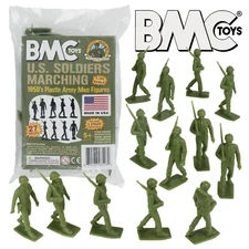 BMC Marx Recast WW2 US Marching parade Soldiers OD Green Plastic Army Men 60mm  