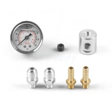 1/8 NPT Fuel Pressure Regulator Gauge Liquid Filled Polished+Adaptor Universal