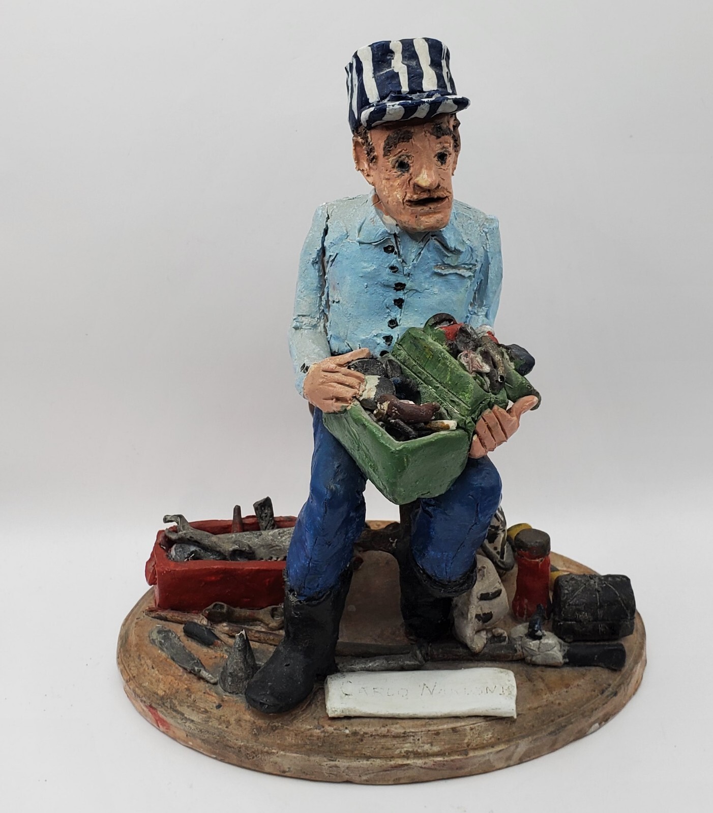 Clay Sculpture Statue Fisherman Fishing Chicago Artist Stephen Baldauf ...
