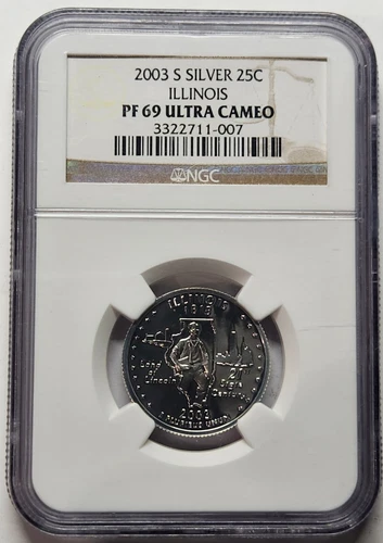 2003-S Silver 25C Illinois NGC PF69 Ultra Cameo