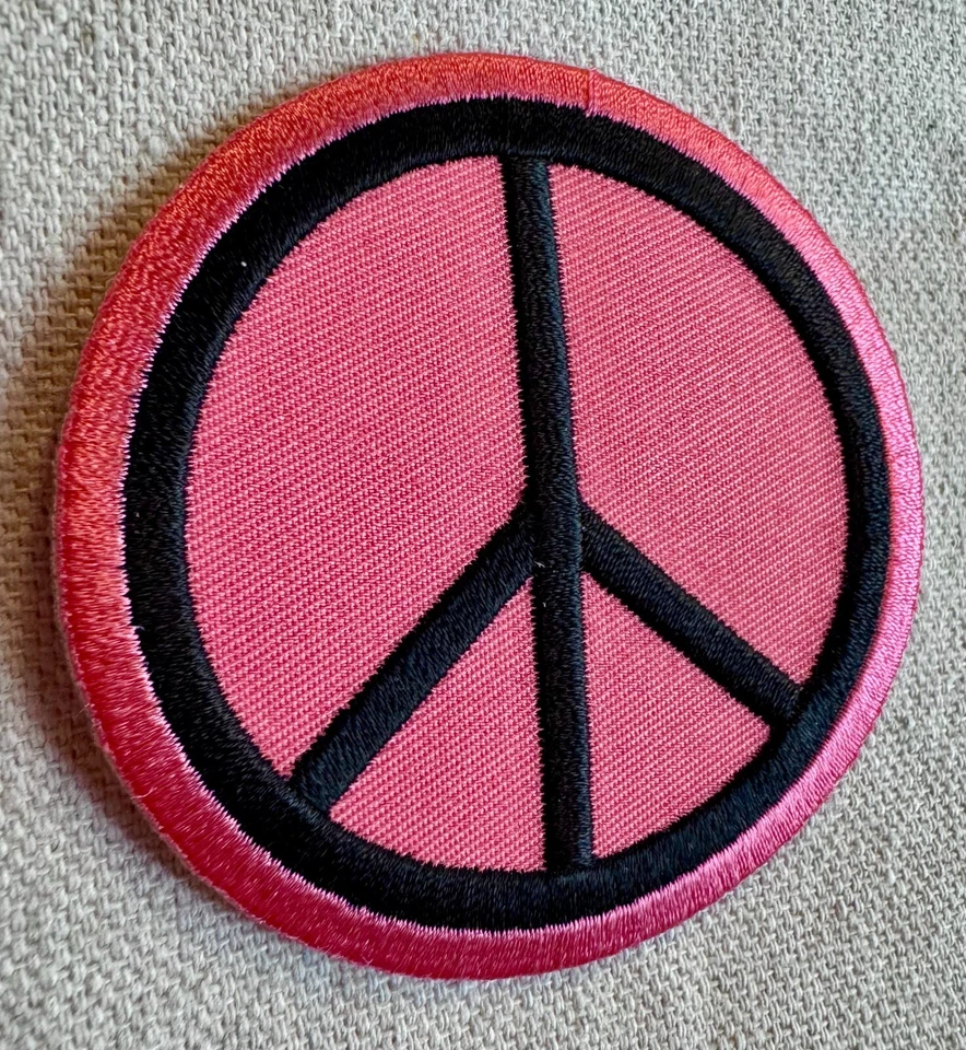 SIGNO DE PAZ parche planchado WOODSTOCK VERANO DE AMOR APLIQUE BORDADO ROSA Foto 4 de 4