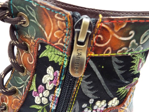 L'Artiste by Spring Step Fantastic Brown Multicolor Floral Combi Boots Size 37 - Picture 10 of 17