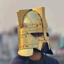 Medieval Moria Dwarves Golden Helmet LOTR Warrior Knight Helmet- Cosplay Armor