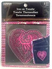 Horizon Group USA PINK FLOURISH HEART Iron-On Transfer – 1 Sheet