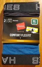 Hanes Premium Men's Comfort Flex Fit  Seamless Trunks 2-Pack TealBlue/Black, XL