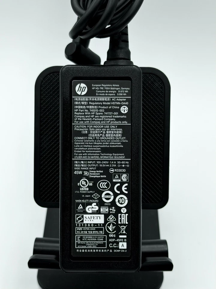 Lote x 10 Nuevos Genuinos HP 45W 19.5V 2.31A Adaptador de CA Fuente de Alimentación Punta Azul OEM Foto 3 de 4