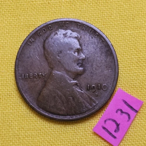 FAST FREE 🚚⚡️1910 S Lincoln Wheat Cent Penny Original G-VG 1231