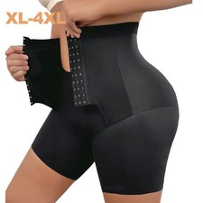 Plus Size Women High Waist Double Layer Tummy Control Briefs Girdle Shorts Gym