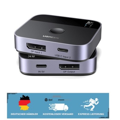 Eleganter 2 In 1 DP und USB-C Switcher - Kompatibel mit Windows/Mac/Linux
