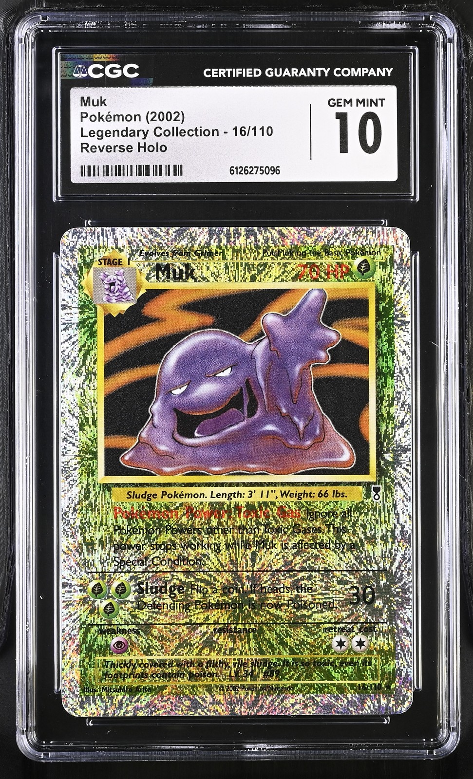CGC 10 GEM MINT Muk 2002 Legendary (Collection) 16/110 Reverse Holo Pokemon Card