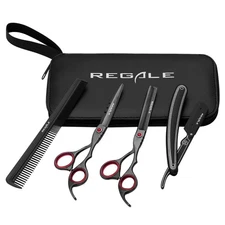 Regale King Pro Black Finish Haircutting Texturizing Razor And Comb Kit
