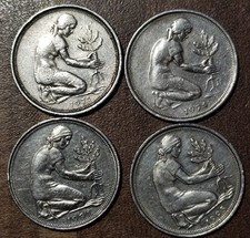 50 PENNY COIN COLLECTION (4 COINS = 1971[J] / 1974[G] / 1991(J] / 1993[A] )
