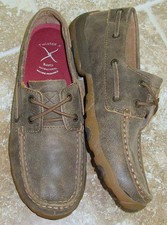 Twisted X Women's 7 M Leather Driving Mocs Boat Shoes Loafers Brown Non Slip