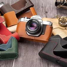 Handmade Genuine Real Leather Half Camera Case Bag Cover For Pentax K1000