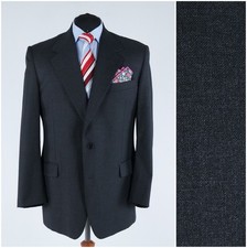 Mens Tasmanian Wool Blazer 42S UK Size Dark Grey Sport Coat Italian Jacket