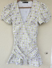 Zara Floral V Neck Puff Sleeve Ruched Dress Size XS Cottage Picnic Romantic Date