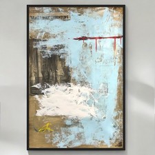 Original Mixed Media Abstract Modern Art Painting 24x36 "Glass Wax" Signed
