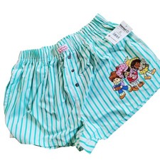 Strawberry Shortcake Teal Striped Pajama Shorts XS 0-2 Cotton Boxers NWT