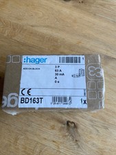 Hager BD163T Earth leakage Add-on-Block 3P 63A 30mA A Class 1mod Electronic