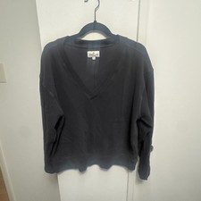 American Giant Women’s Cottonn V Neck Sweater Size M Gray Made In USA