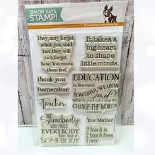 Simon Says Stamp THANK YOU Teacher School Greetings Rubber Stamps