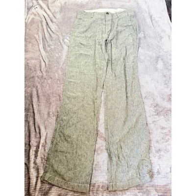 Mason's Italy 100% Linen Pants Mens 32X33 Gray Wide Leg Heart Peace and Love N71
