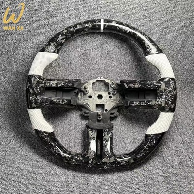 Real Forged Carbon Fiber White Steering Wheel for Ford Mustang GT 2012-2014
