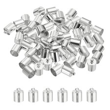 50-Pack Tassel Cord End Caps, 10mm ID Kumihimo End Tip Silver Tone 