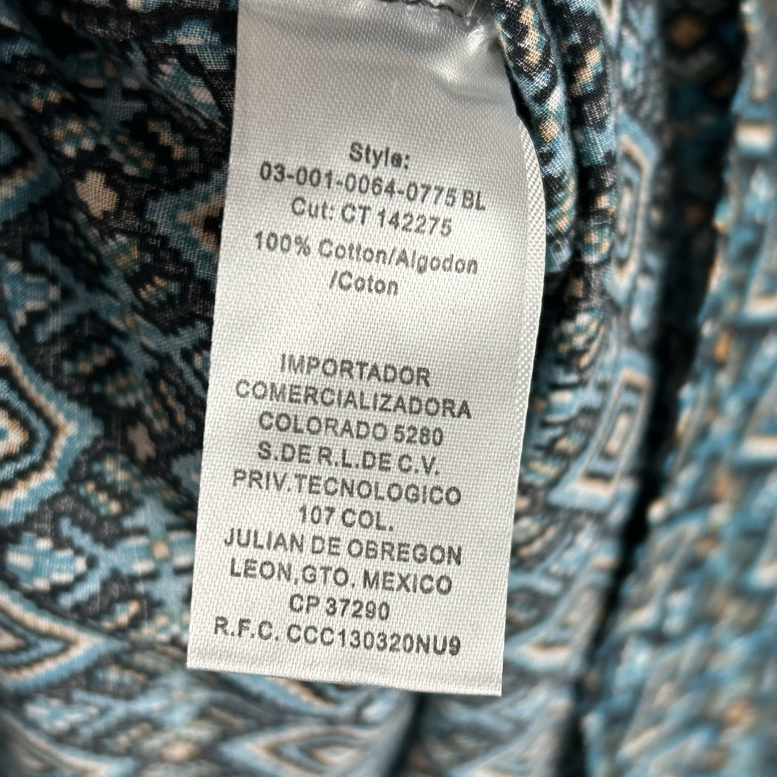 Roper Shirt Mens XL Western Pearl Snap Aztec Southwest Long Sleeve Blue Cowboy