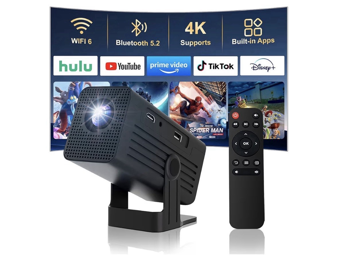Mini Projector WiFi Bluetooth Movie Projector 1080P HD,Auto Keystone Correction-image