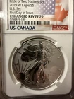 2019-W American Silver Eagle Pride of Two Nations NGC Enhanced Rev PF70
