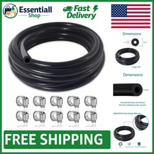 Durable 5FT Silicone Vacuum Line 1/8 Inch ID, 130PSI with 10 Stainless Clamps