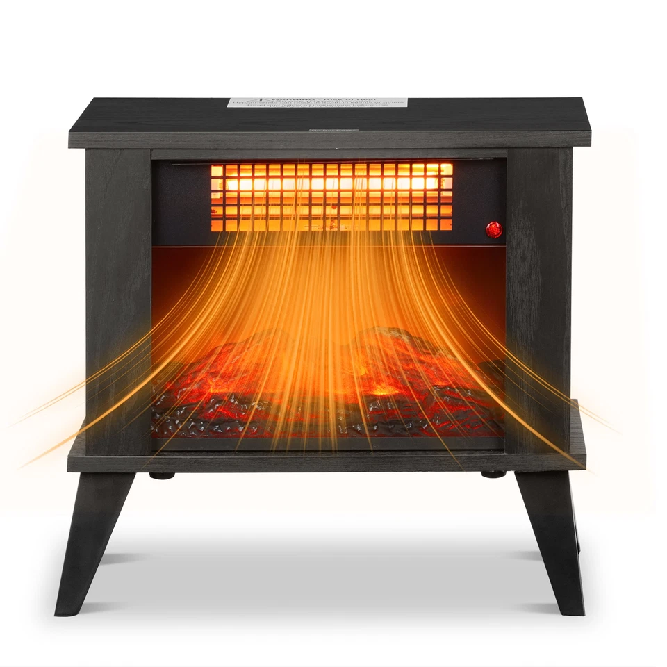 1000-Watt 15" Electric Fireplace Electric Space Heater with 3D Realistic Flame