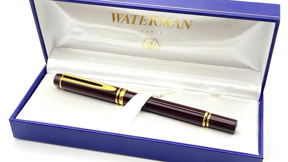 PLUMA ESTILOGRÁFICA WATERMAN LEMAN 200 DE COLECCIÓN EN CAJA GRANATE ELÁSTICA 18K FINA NUEVA EN CAJA Foto 2 de 4