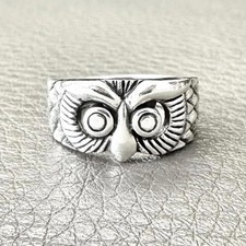 Handcrafted 925 Sterling Silver Owl Night Owl Fashion Bird Women Ring