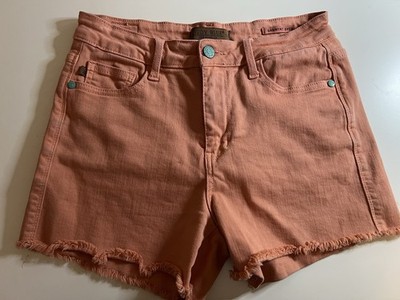 Judy Blue Garment Dyed Shorts Cut Offs Salmon Pink Stretch