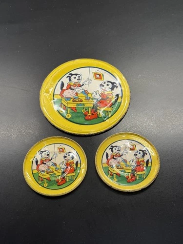 Vintage 1930’s J Chein & Co Tin Litho Krazy Kat Tea Play Set Plates