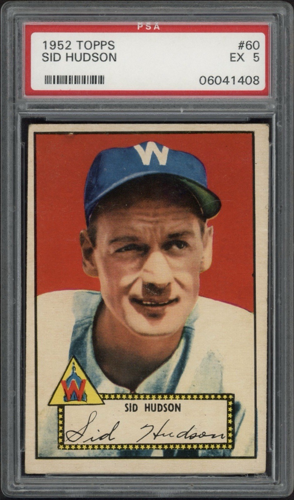 1952 Topps Sid Hudson #60 PSA 5 Excellent Washington Senators 