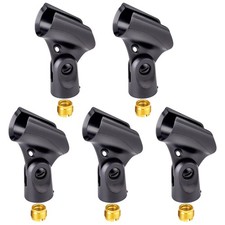 Universal Microphone Clip Holder with Nut Adapters 5/8" to 3/8"-5PCS, Black